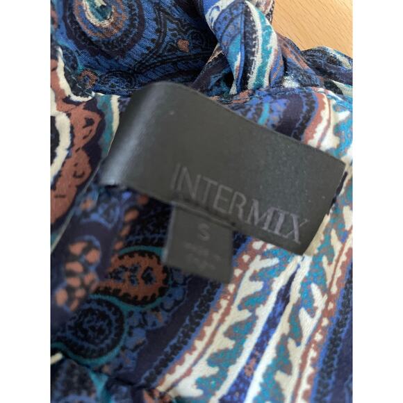 Intermix Mury 100% Silk Paisley Print Tiered Maxi Dress in Blue Boho Size Small - Picture 9 of 10